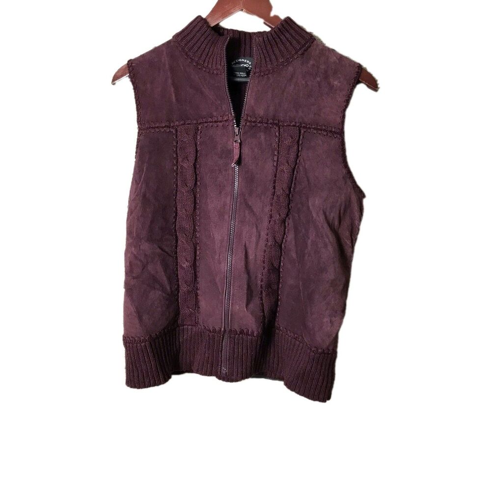 Designers Studio Originals Deep Burgundy Suede Leather Zip Vest Size Medium